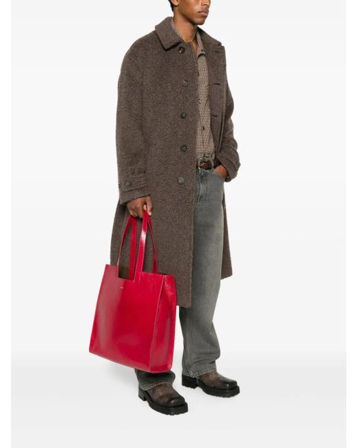 Bally Red Logo-Detail Leather Tote Bag for men