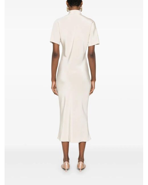 Kiton White Keyhole-Neck Midi Dress