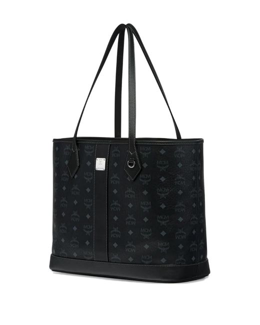 MCM Black Medium Logo-Plaque Tote Bag