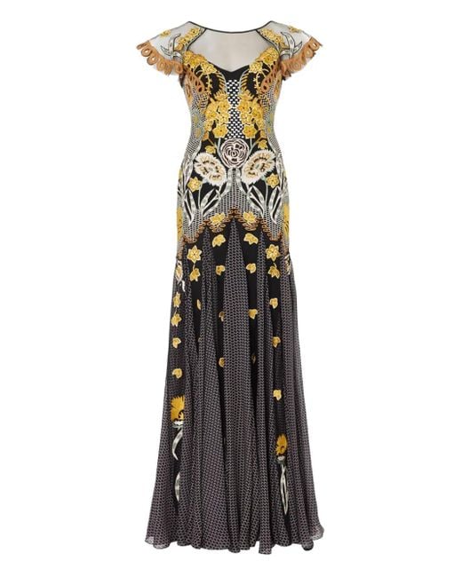 Temperley London フローラル マキシドレス Black
