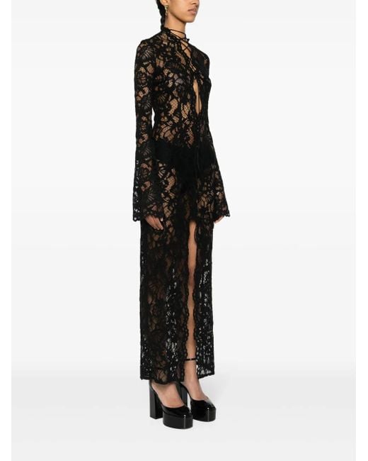 MANURI Black Sally Lace Midi Dress