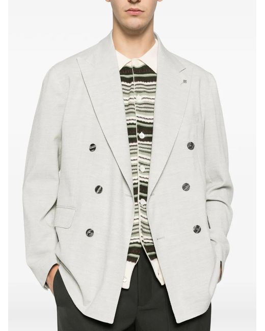 Tagliatore White Double-Breasted Blazer for men