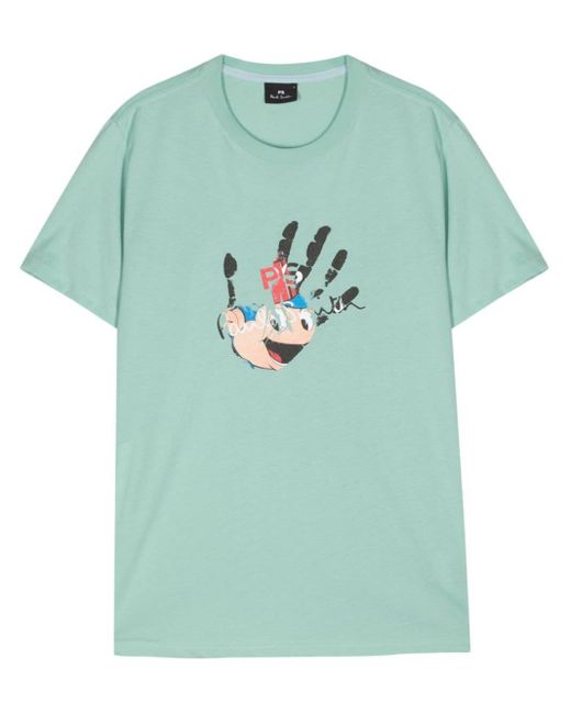 PS by Paul Smith Blue Hand Print Cotton T-shirt for men