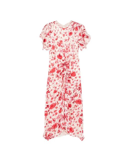 Isabel Marant White Herva Floral-Print Twisted-Detail Midi Dress