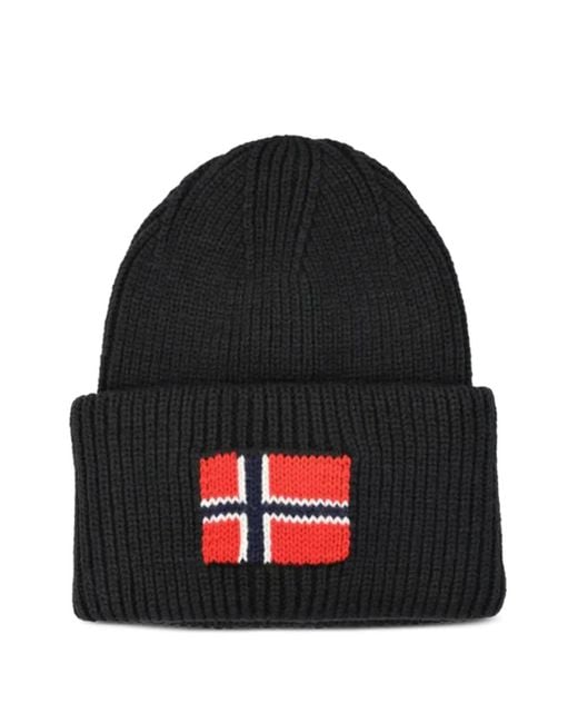 Bonnet Côtelé À Détail Drapeau Napapijri pour homme en coloris Black