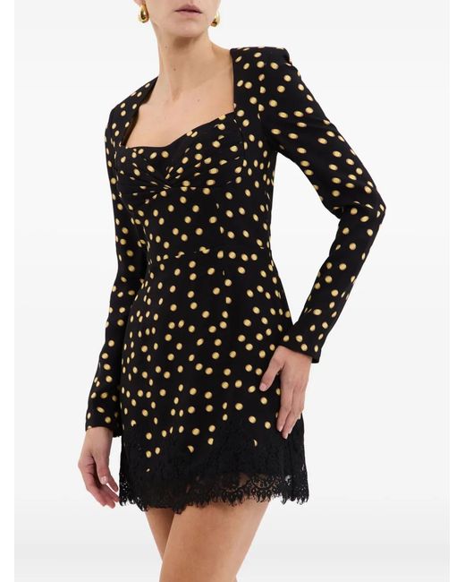 Rebecca Vallance Black Millie Polka-Dot Lace-Trimmed Mini Dress