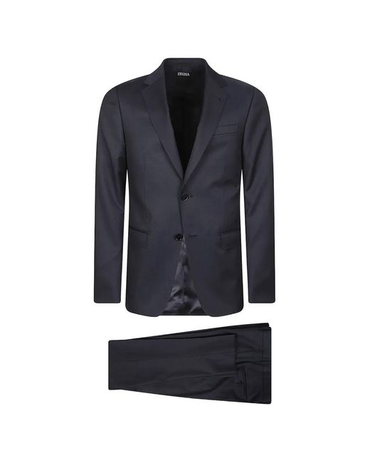 Zegna Blue Single-Breasted Wool Suit for men
