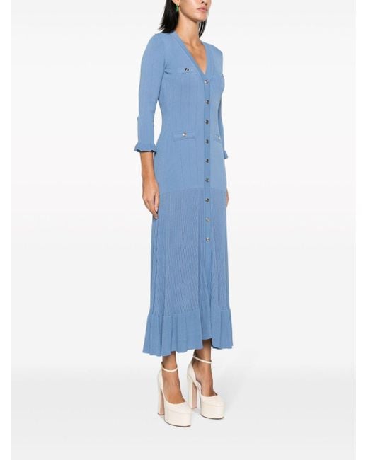 Sandro Ribbed Knit Midi Dress in Blue | Lyst Sandro Ribbed Knit Midi Dress in Blue | Lyst