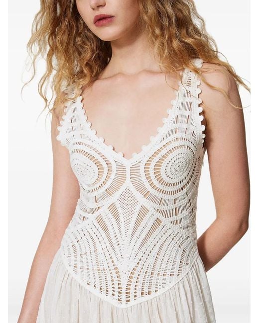 Twinset クロシェニット マキシドレス White