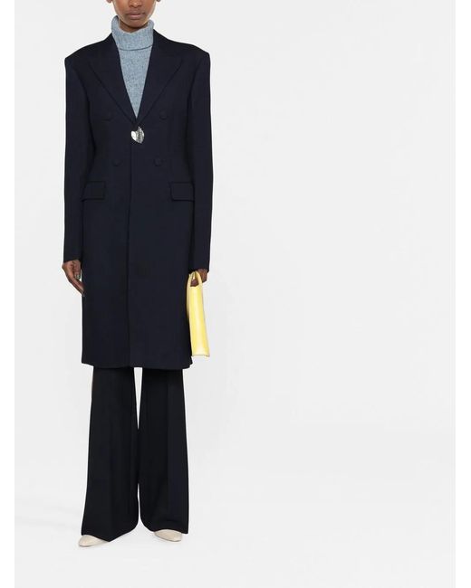 Jil Sander Blue Single-Button Wool Coat