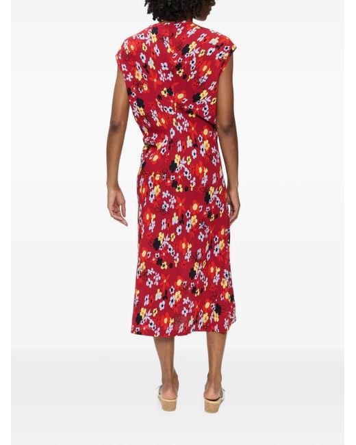 6397 Red Floral-Print Midi Dress