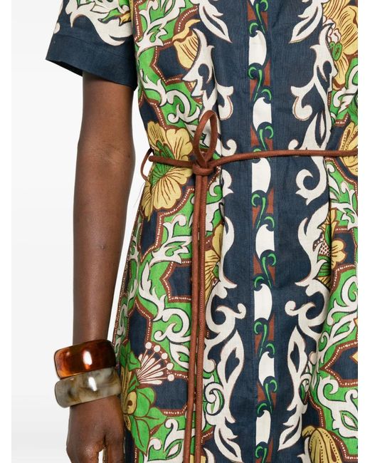 ALÉMAIS Green Robe-Chemise Mi-Longue À Fleurs Liana