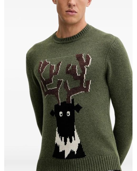 EA7 Green Graphic-Print Sweater for men