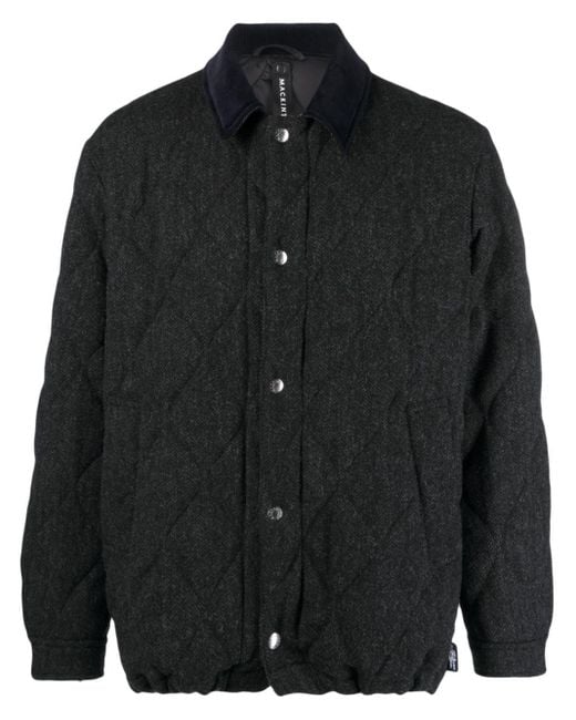 Mackintosh Teeming Mantel mit Fischgrätenmuster in Black für Herren