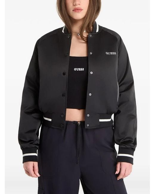 Guess Black Logo-Print Jacket