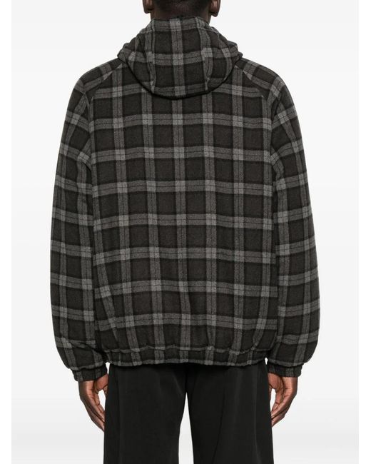 Roa Black Hooded Checked Jacket for men