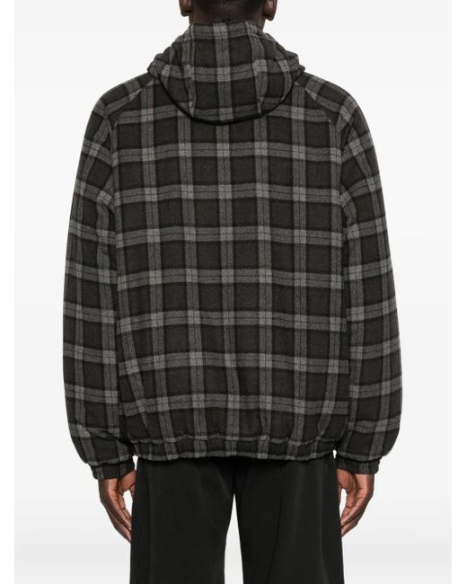 Roa Black Hooded Checked Jacket for men