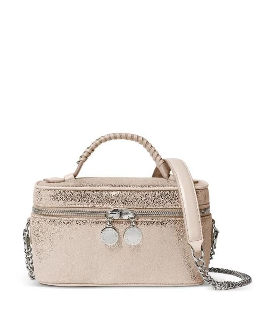 Stella McCartney Natural Falabella Crackle-Effect Whipstitch-Trim Mini Bag