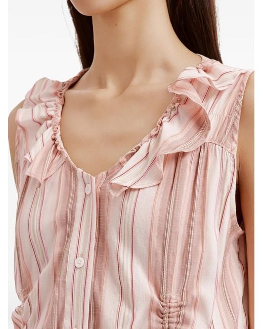 B+ AB Pink Striped Ruffled Top