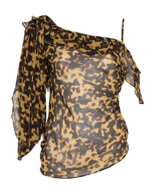 Top drapeado con ribete de volantes Christopher Esber de color Brown
