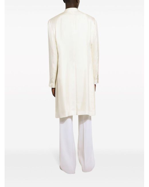 Dolce & Gabbana White Single-breasted Silk Coat for men