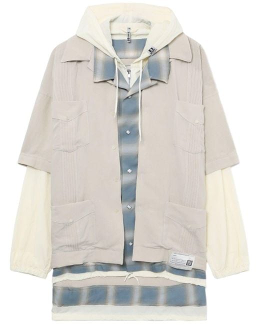 Maison Mihara Yasuhiro White Triple-layered Hooded Shirt for men