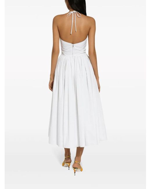 Dolce & Gabbana White Midi Cotton Dress With Circle Skirt