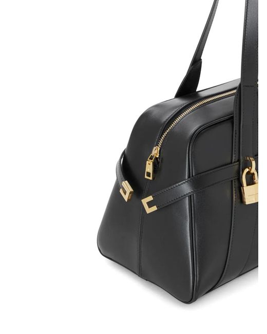 Elisabetta Franchi Black Large Over-The-Shoulder Bag Made Of Leather