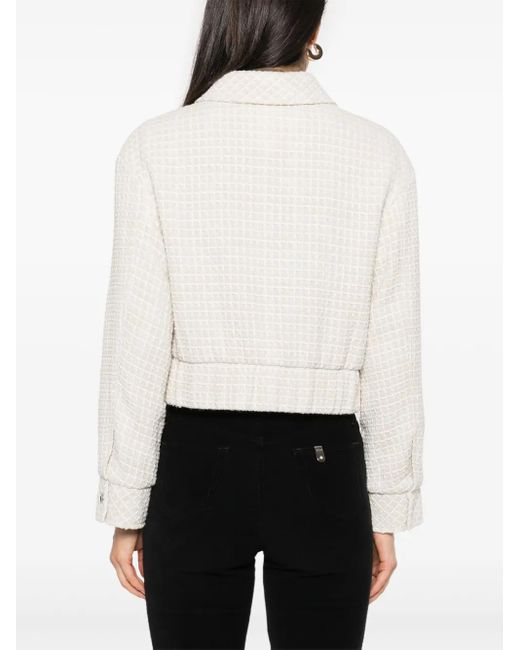Boss White Interwoven-Design Jacket