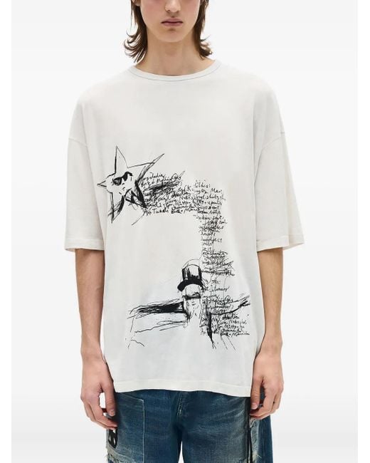 メンズ Ann Demeulemeester Sketchbook-print T-shirt Gray