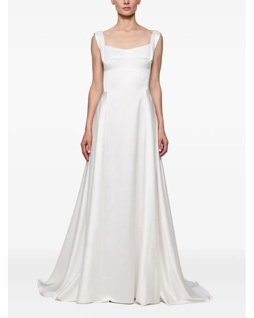 Atu Body Couture White V-Back Satin Gown