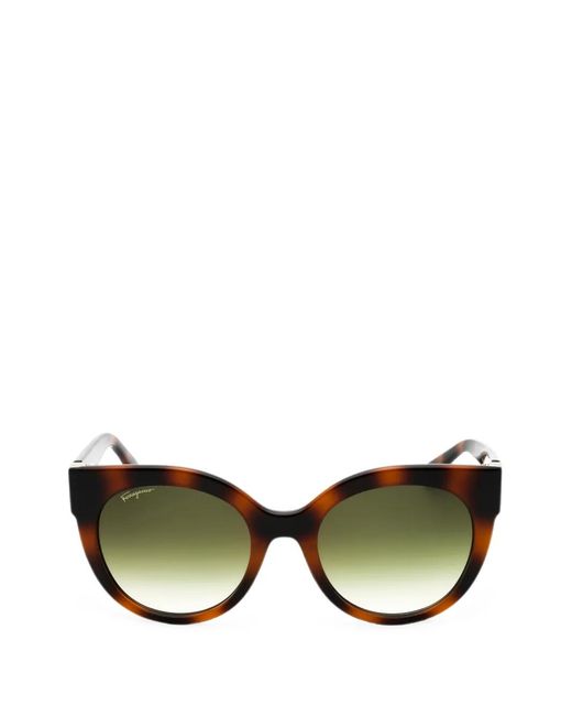 Ferragamo Green Tortoiseshell-Effect Round-Frame Sunglasses