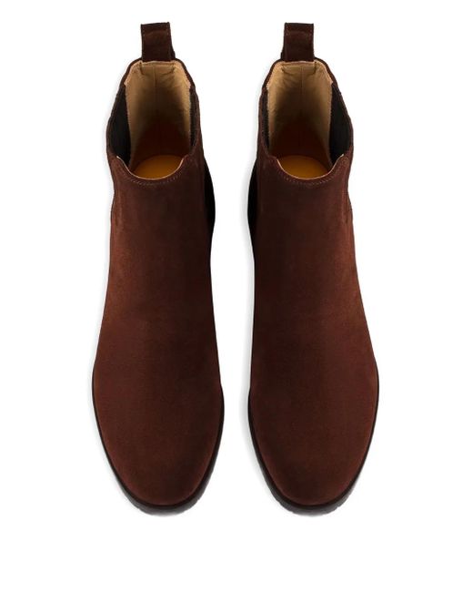 Doucal's Brown Elastic-Panel Suede Boots