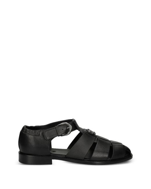Roberto Cavalli Black Logo-Appliqué Sandals for men