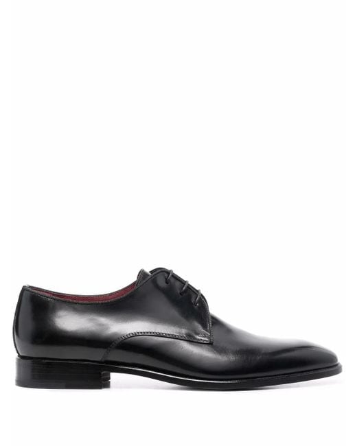Corneliani Black Leather Derby Shoes for men