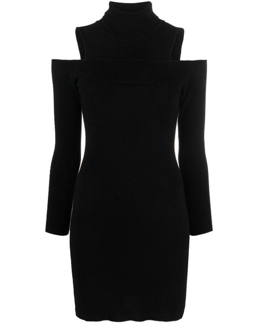 CoSTUME NATIONAL Black Cut-out Knitted Mini Dress