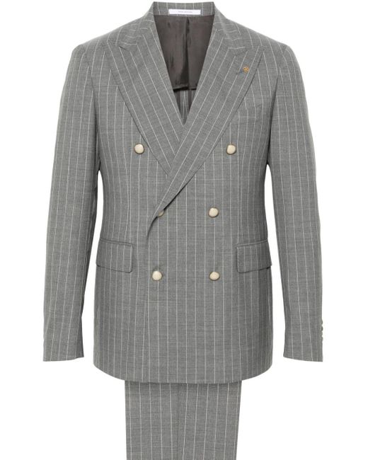 Tagliatore Gray Pinstriped Double-breasted Suit for men