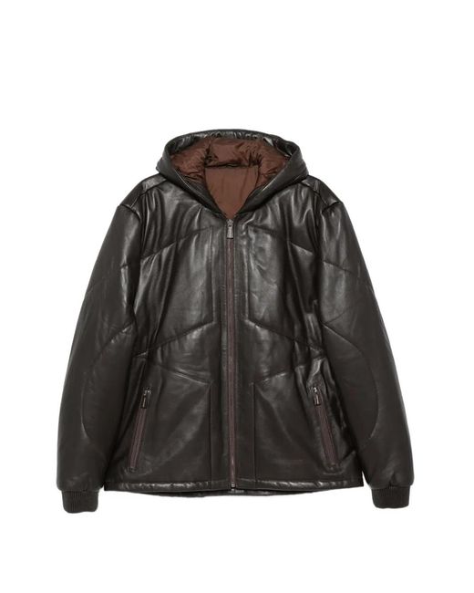 SERGIO MORETTI FIRENZE Black Quilted Hooded Jacket for men
