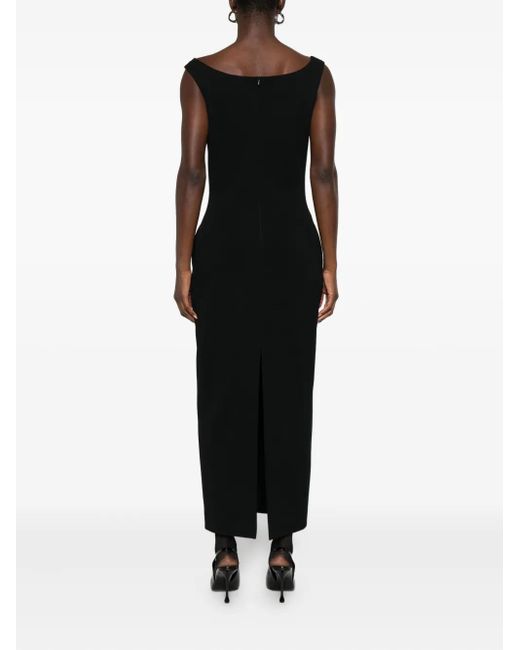 Magda Butrym Black Rosette-Detail Cut-Out Maxi Dress