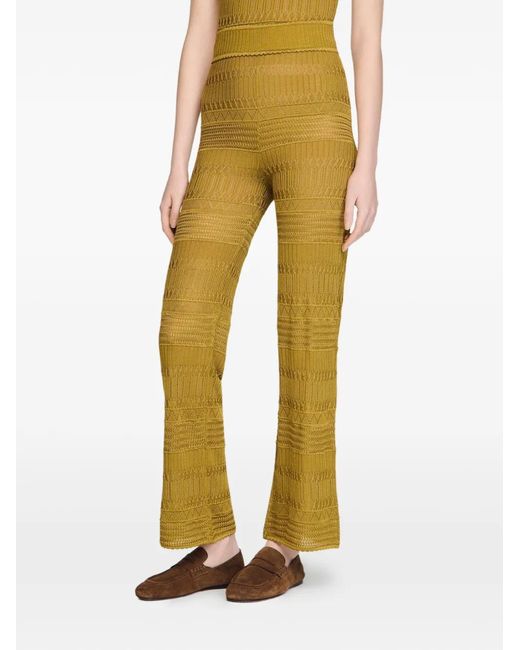 Sandro Green Pointelle Knit Trousers