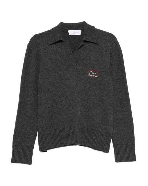 Giada Benincasa Black Poloshirt mit Logo-Stickerei