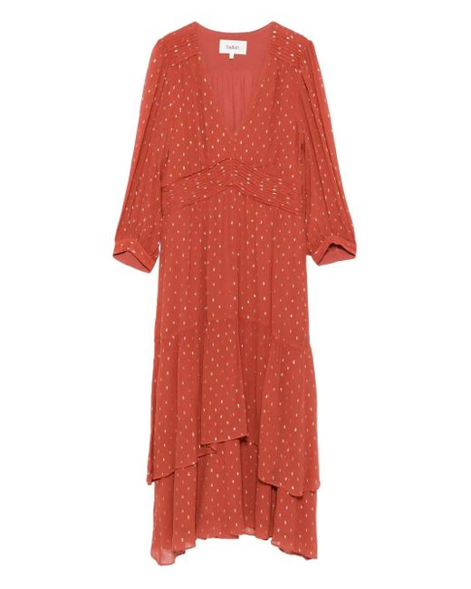 Ba&sh Maia Metallic-Dot Tiered Midi Dress