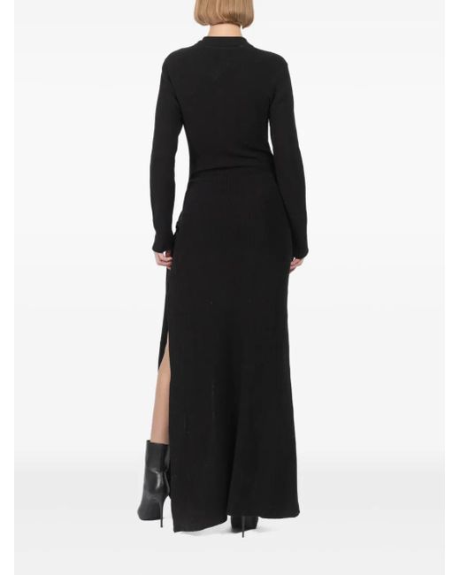 AYA MUSE Black Draped-Detail Maxi Dress