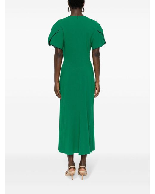 Vestido midi con detalle fruncido Victoria Beckham de color Green