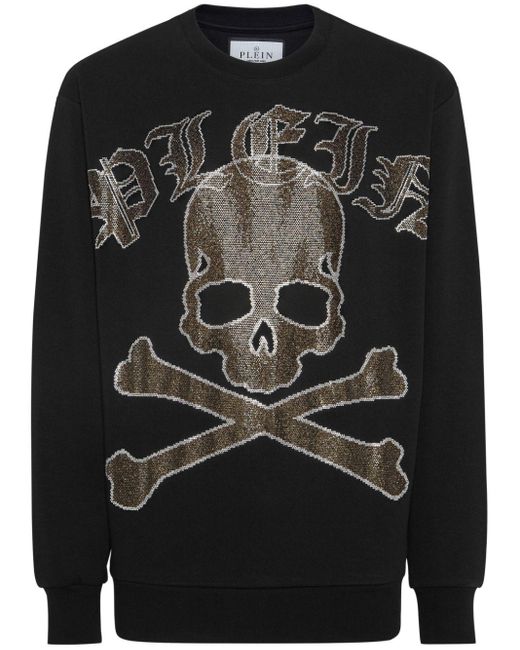 Philipp Plein Black Rhinestone-embellished Sweatshirt for men