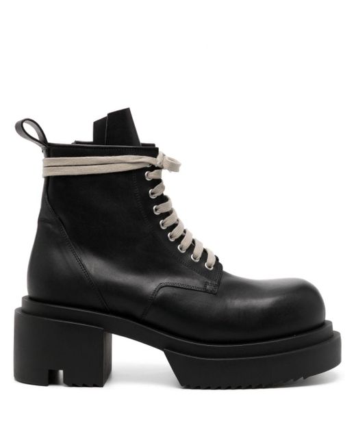Rick Owens Black Lace-up Leather Boots for men