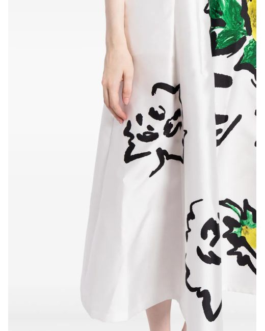 Philosophy Di Lorenzo Serafini White Punk Flowers Satin-Finish A-Line Dress