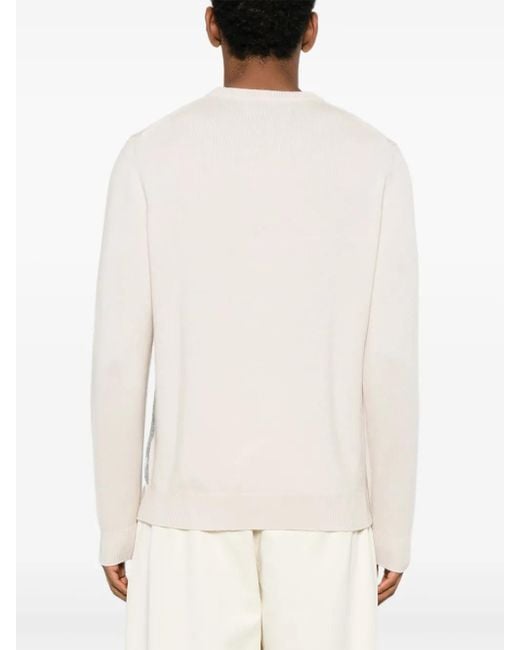 Ballantyne White Argyle-Knit Crew-Neck Sweater for men