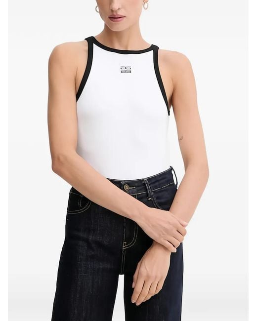 Gestuz White Contrast-Trim Sleeveless Top