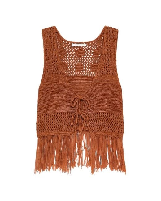 Maliparmi Brown Fringed Top